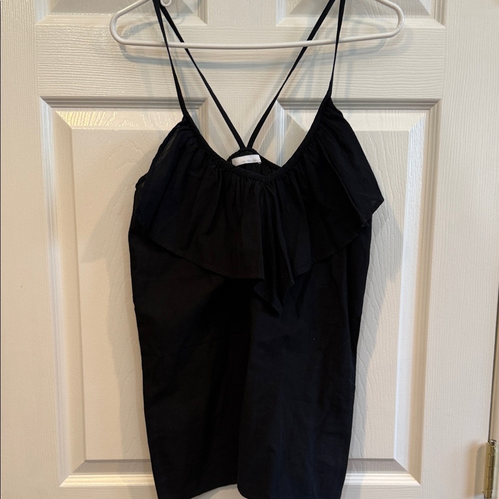 LC Lauren Conrad Black Ruffle-Front Camisole